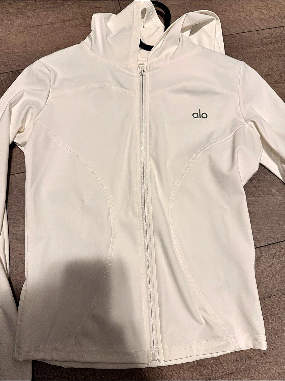 Alo White Hooded Athletic Jacket